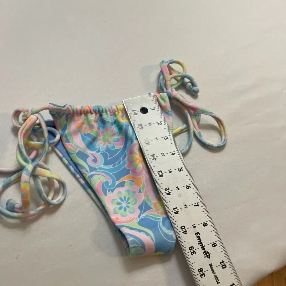NWOT Frankies Bikinis Tia Terry Sunshower String Bikini Bottom Size Large New